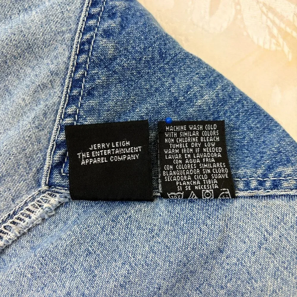 Disney Vintage Denim Overalls Mickey & Minnie Wide Leg Y2K Cottagecore 16W - Picture 6 of 7